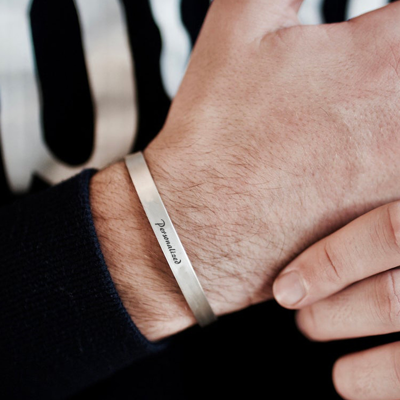 Men Accessories Name - Gelang Manset Ukiran Gratis 4MM Hingga