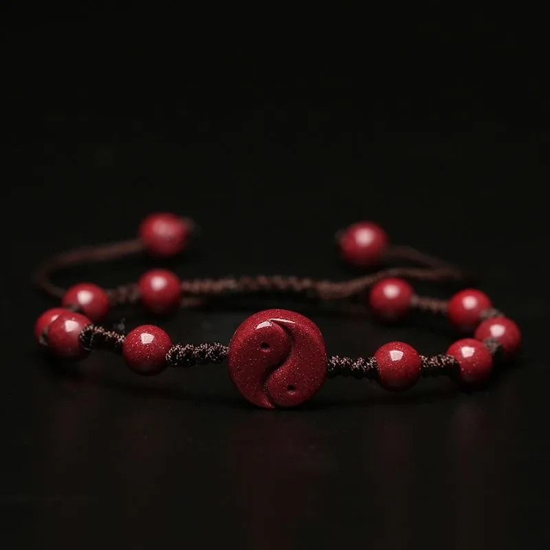 Disesuaikan Cinnabar Merah Ala - Bracelet Beaded Men ulasan dan harga